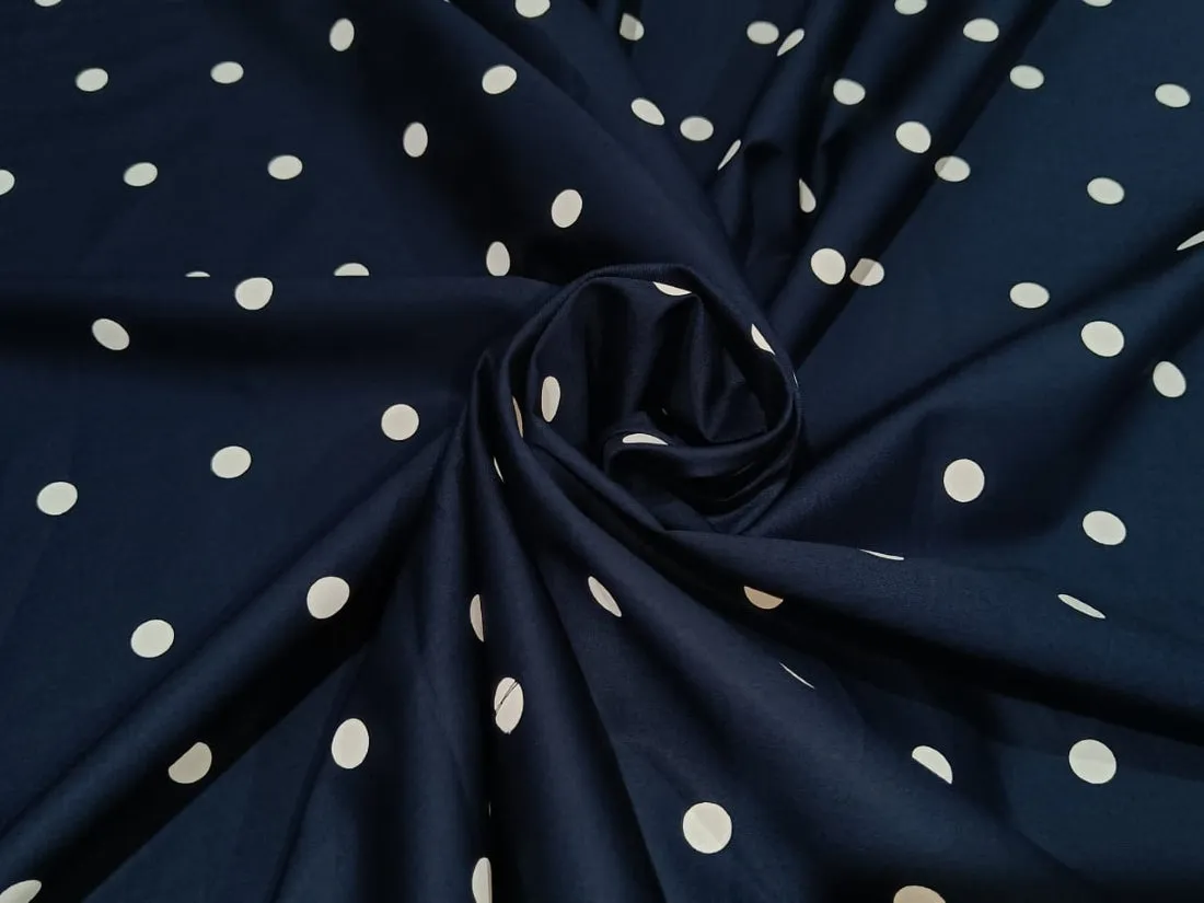 100% cotton navy with white dots LYCRA 58" by the yard[12163]