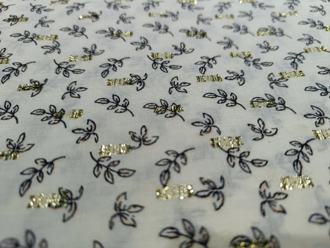 100% Cotton Print with gold metallic motif Fabric 58" wide sold by the yard [12227]
