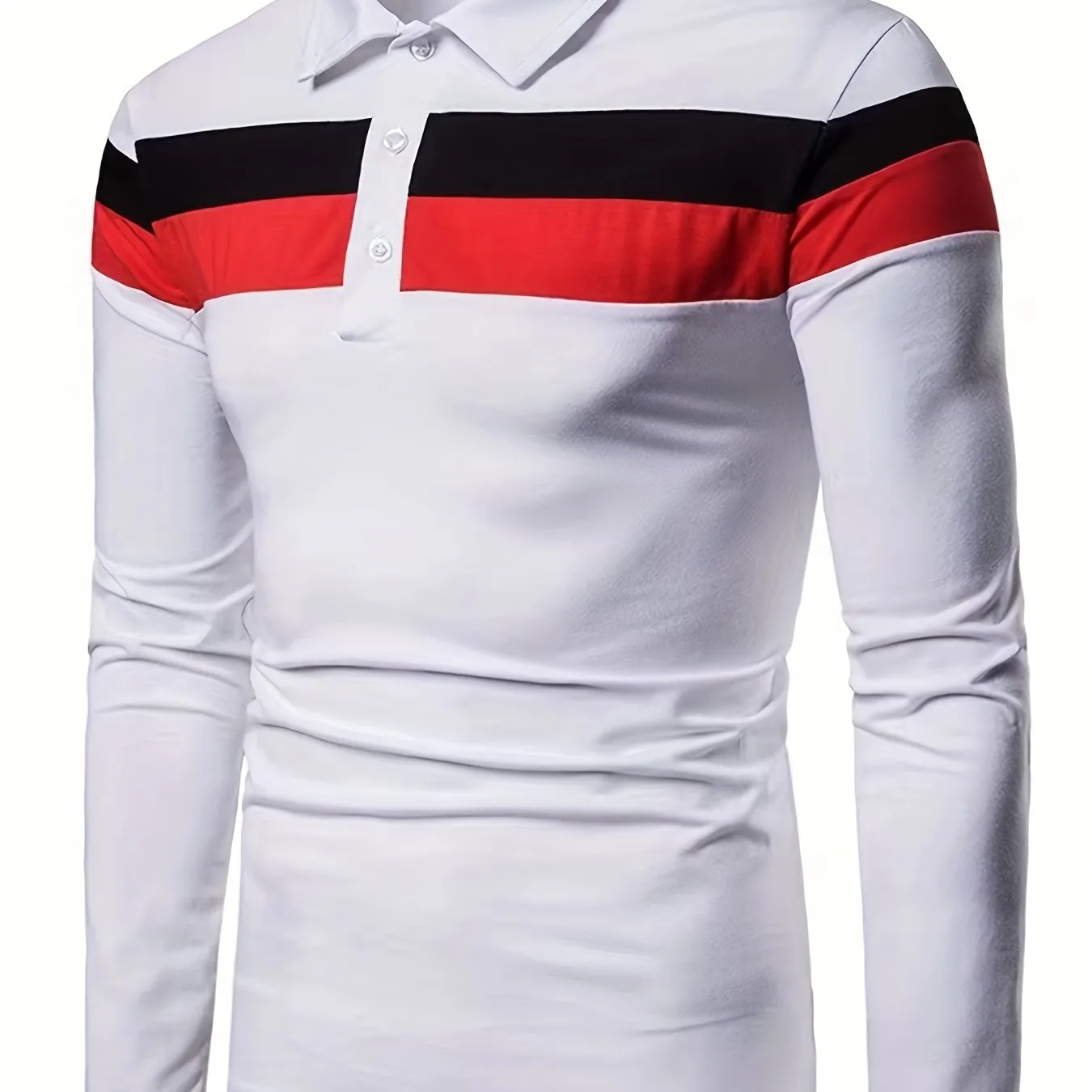 2023 New Color Matching Trendy Shirts Men's Casual Lapel Long Sleeve Polo Shirts