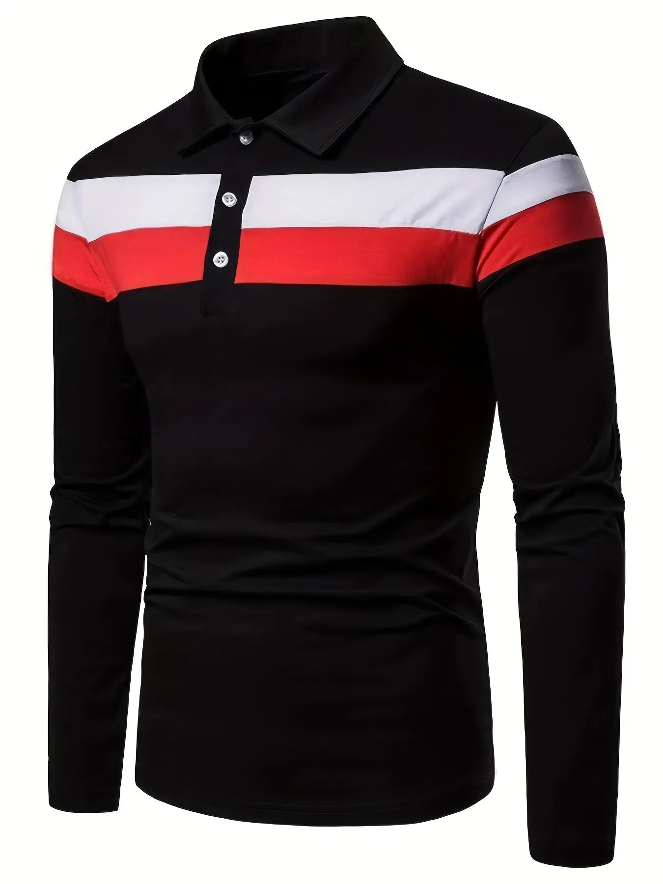 2023 New Color Matching Trendy Shirts Men's Casual Lapel Long Sleeve Polo Shirts