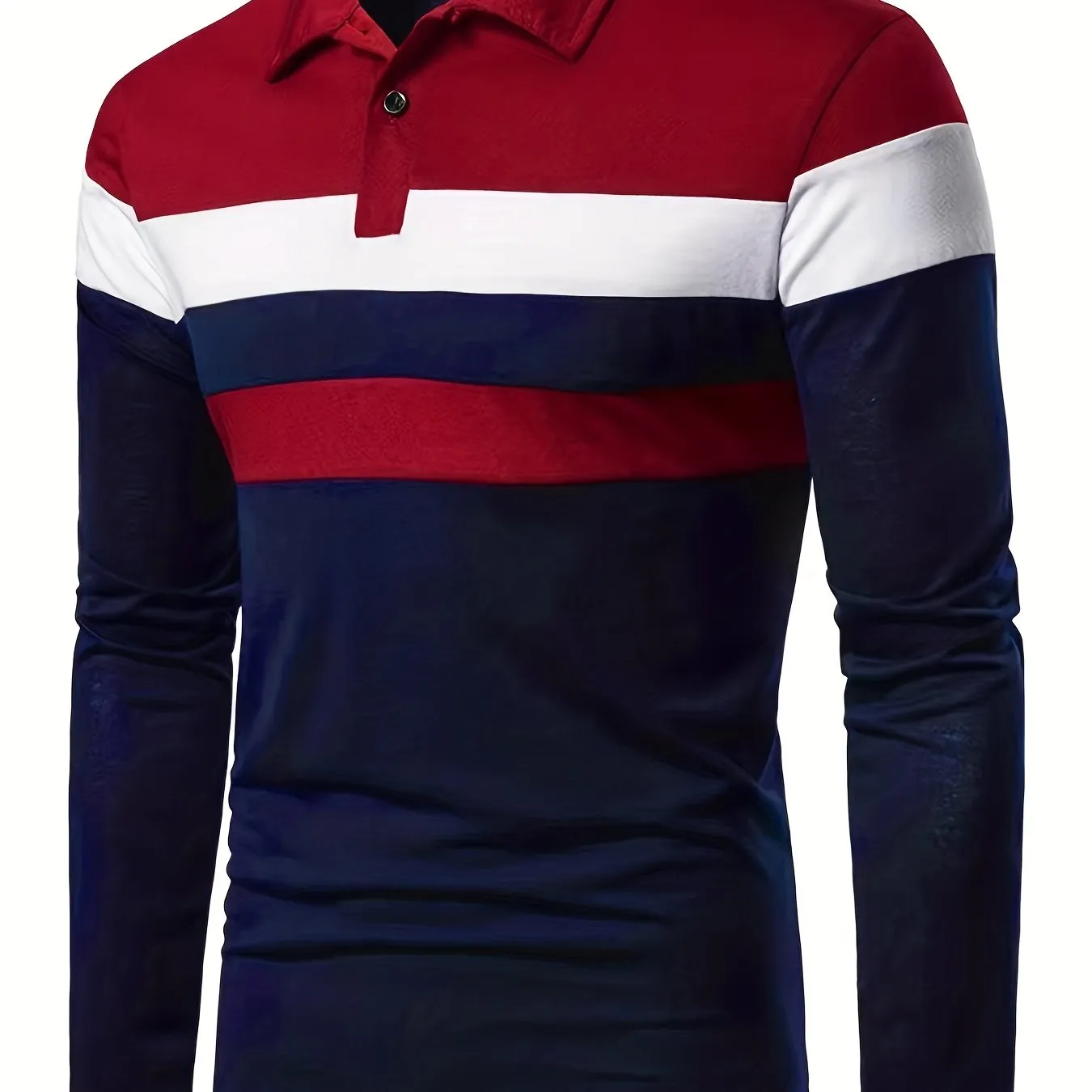2023 New Color Matching Trendy Shirts Men's Casual Lapel Long Sleeve Polo Shirts