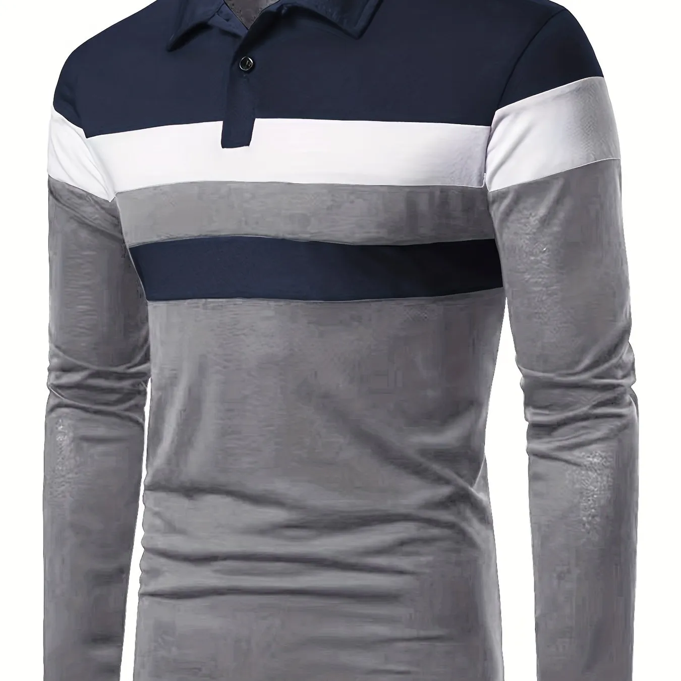 2023 New Color Matching Trendy Shirts Men's Casual Lapel Long Sleeve Polo Shirts