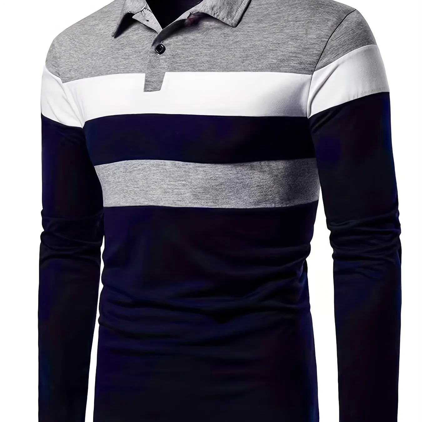 2023 New Color Matching Trendy Shirts Men's Casual Lapel Long Sleeve Polo Shirts