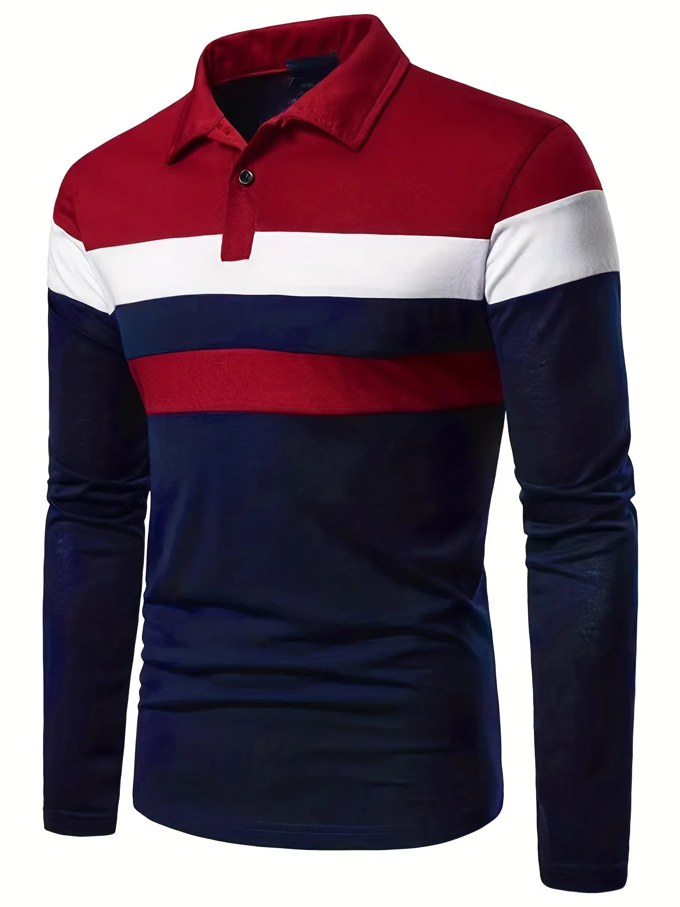 2023 New Color Matching Trendy Shirts Men's Casual Lapel Long Sleeve Polo Shirts