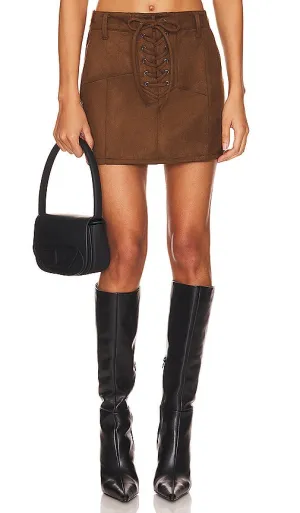 AFRM x Revolve Benji Mini Skirt in Brown