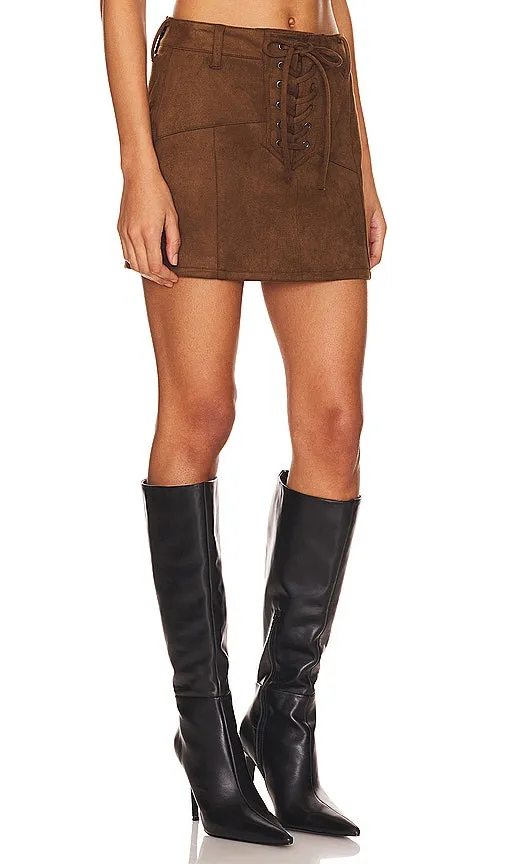 AFRM x Revolve Benji Mini Skirt in Brown