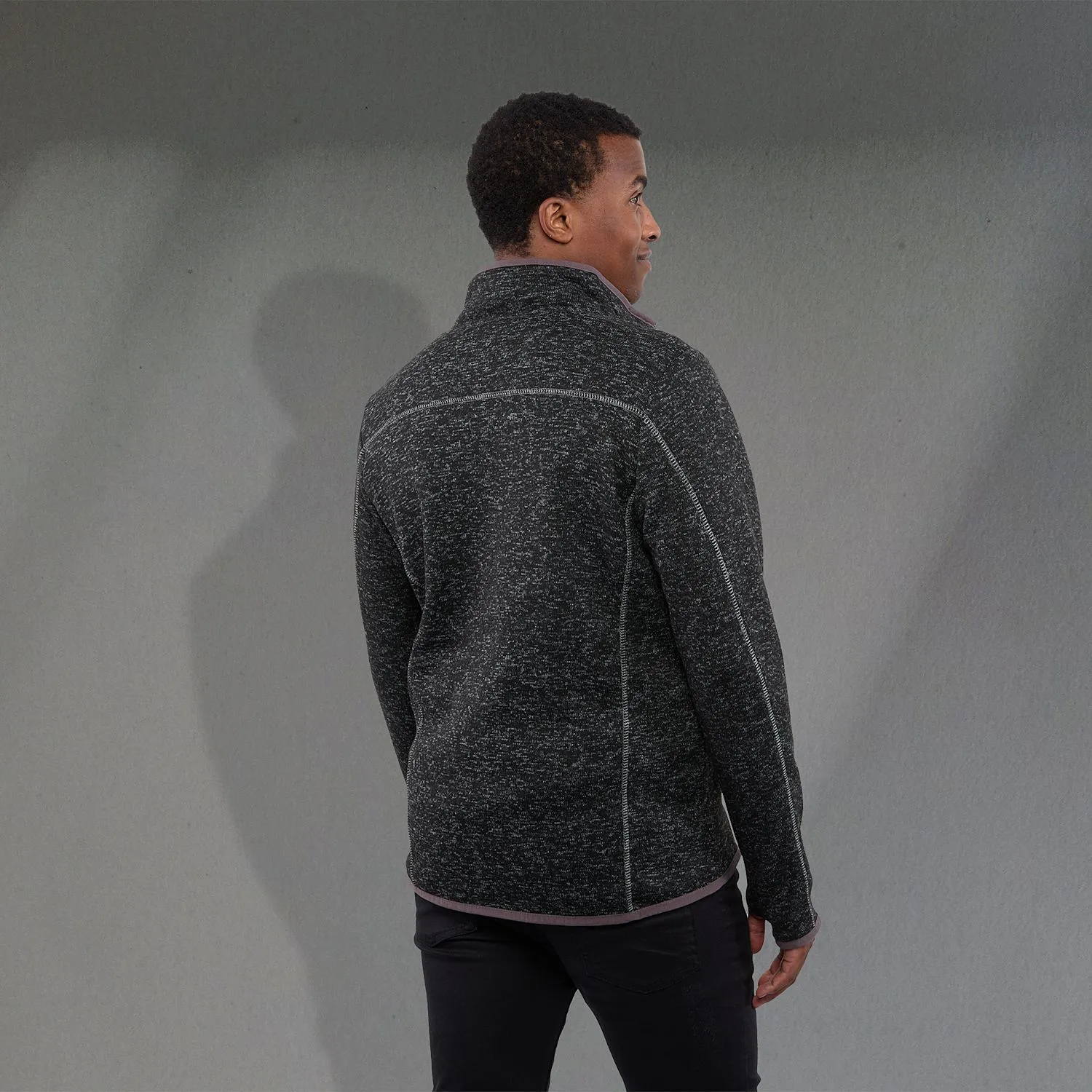 B2493M Sweater Knit Full Zip Jacket with Thumb Holes