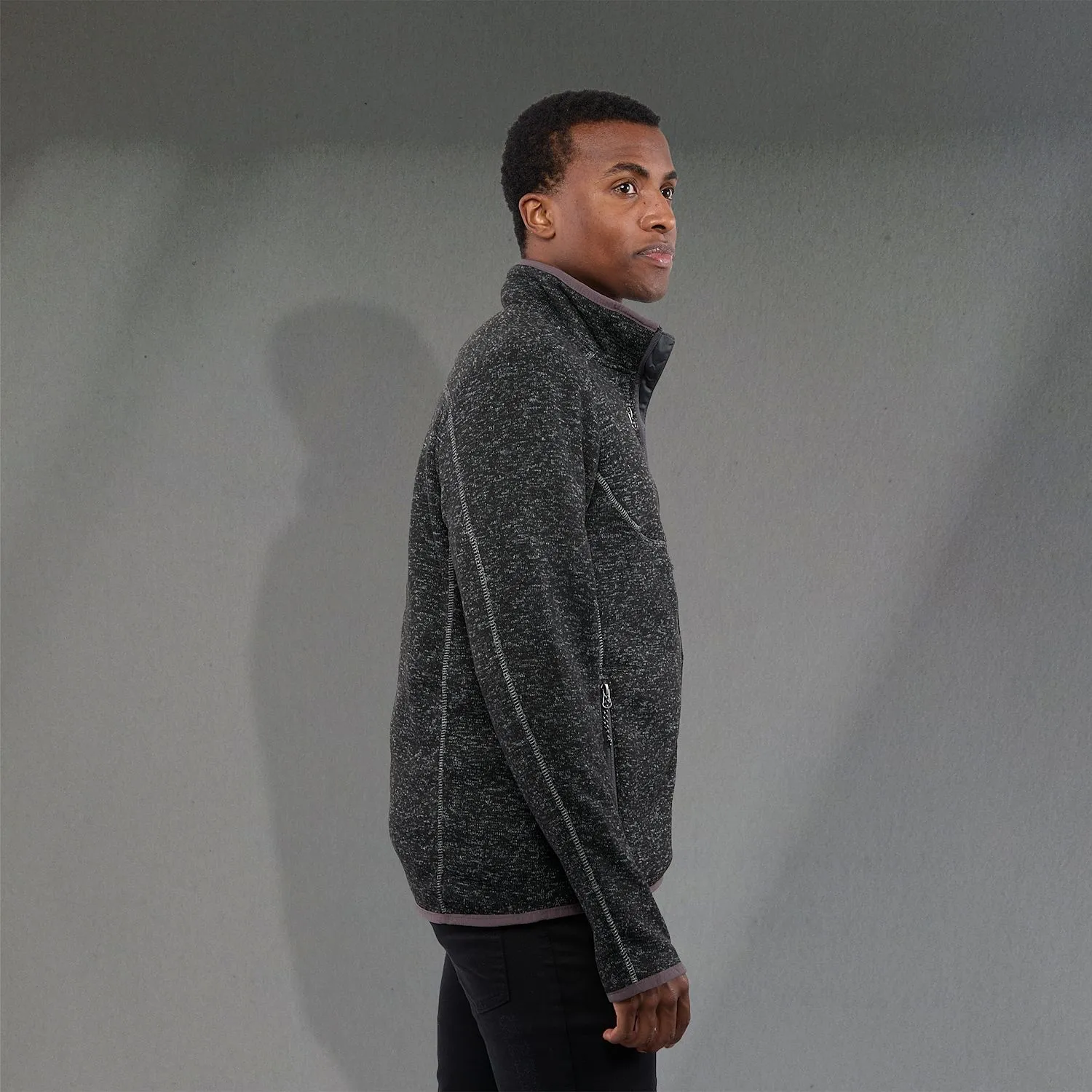 B2493M Sweater Knit Full Zip Jacket with Thumb Holes