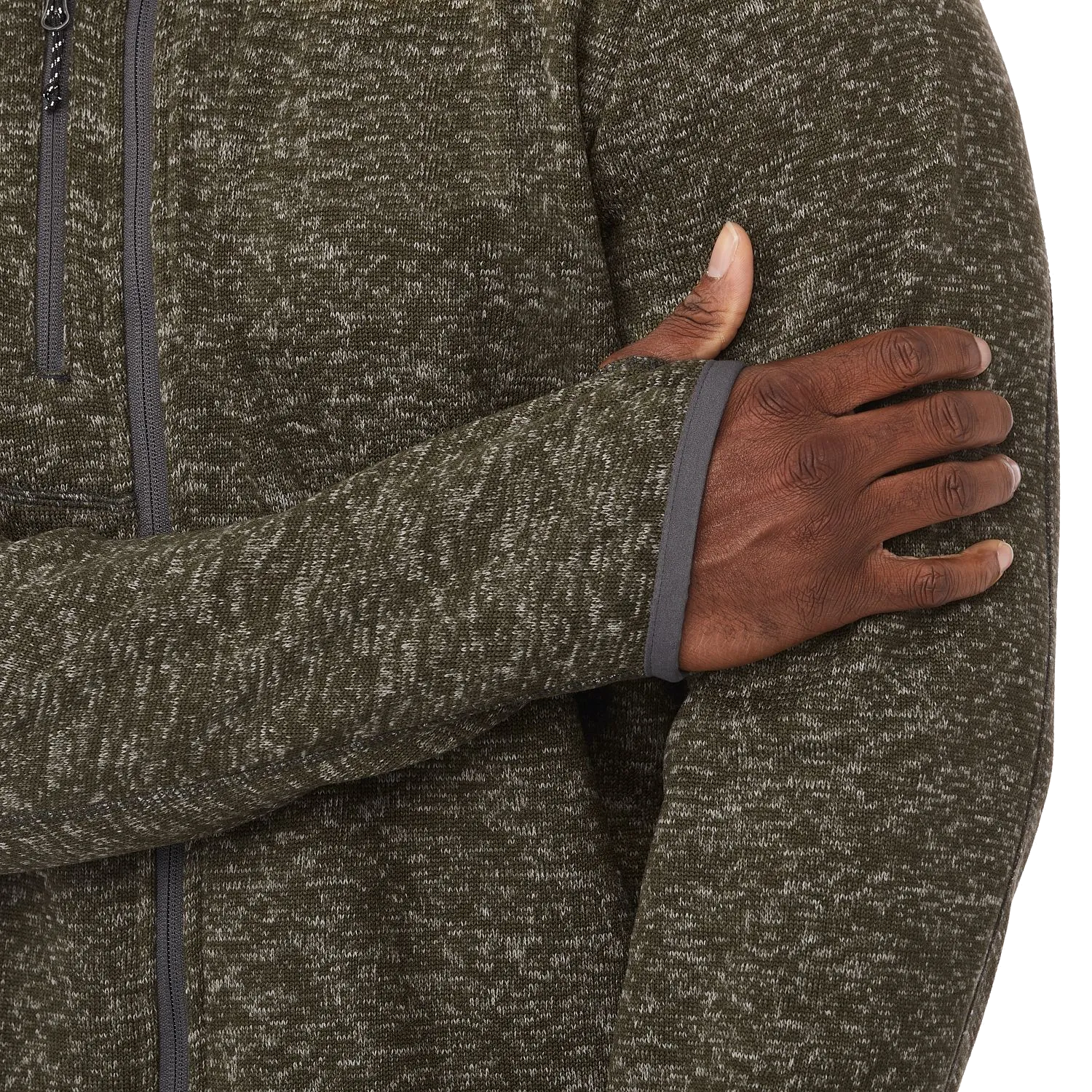 B2493M Sweater Knit Full Zip Jacket with Thumb Holes