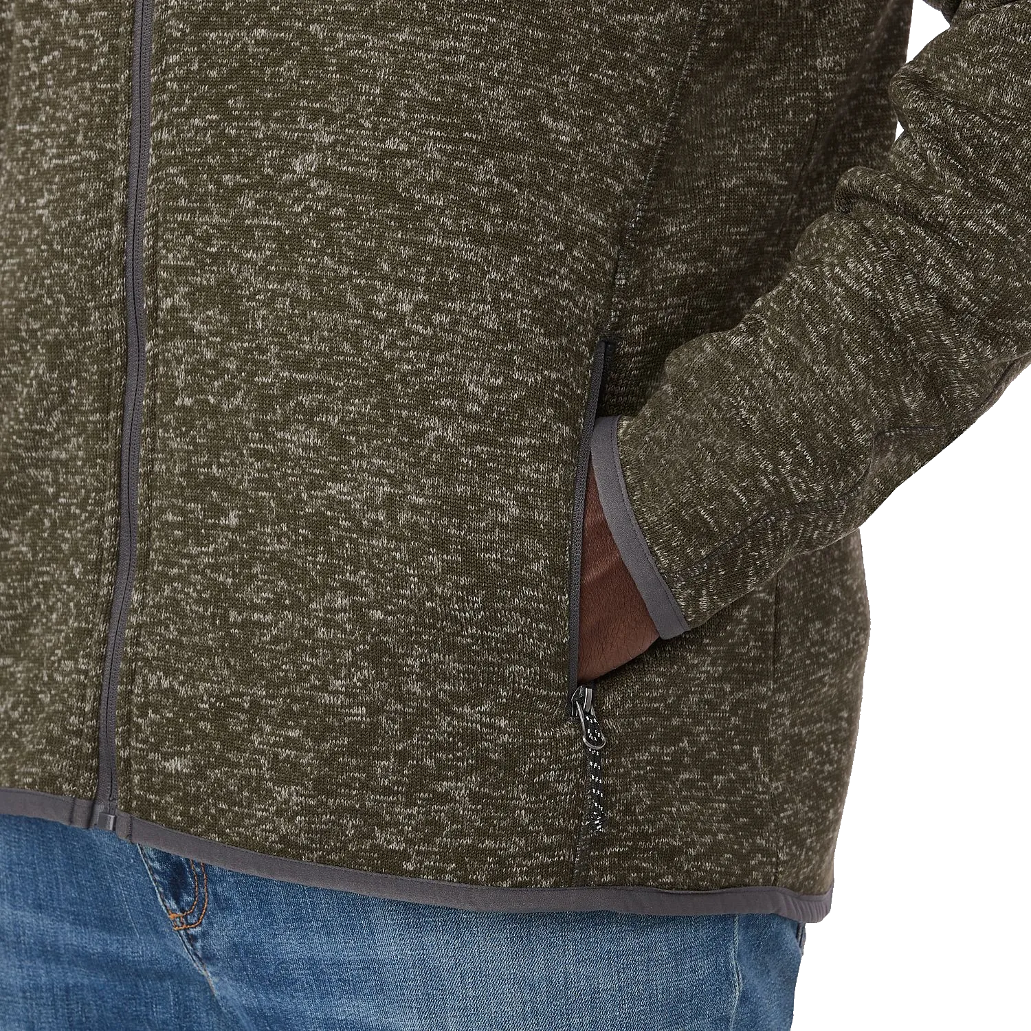 B2493M Sweater Knit Full Zip Jacket with Thumb Holes