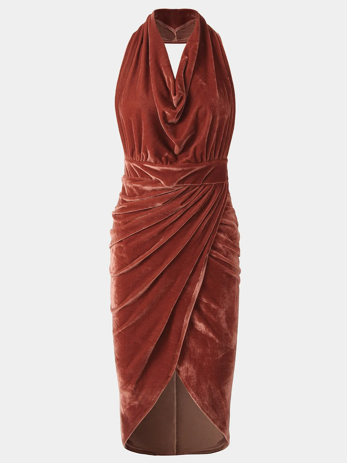 Backless Sleeveless Irregular Hem Brown Sexy Dresses