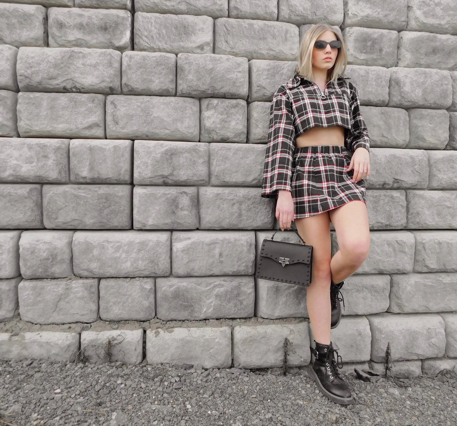 Black   Red Plaid Skirt