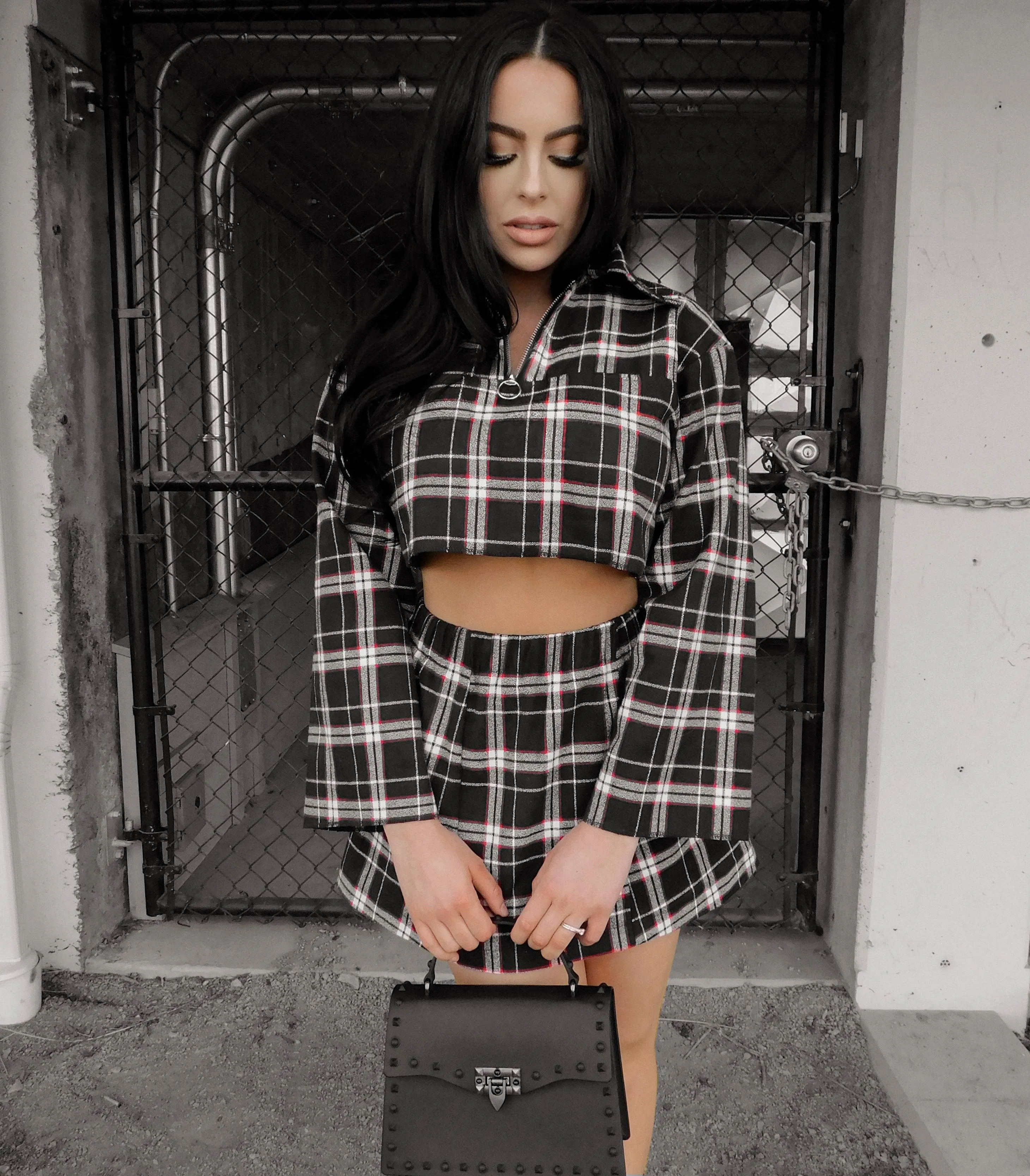 Black   Red Plaid Skirt