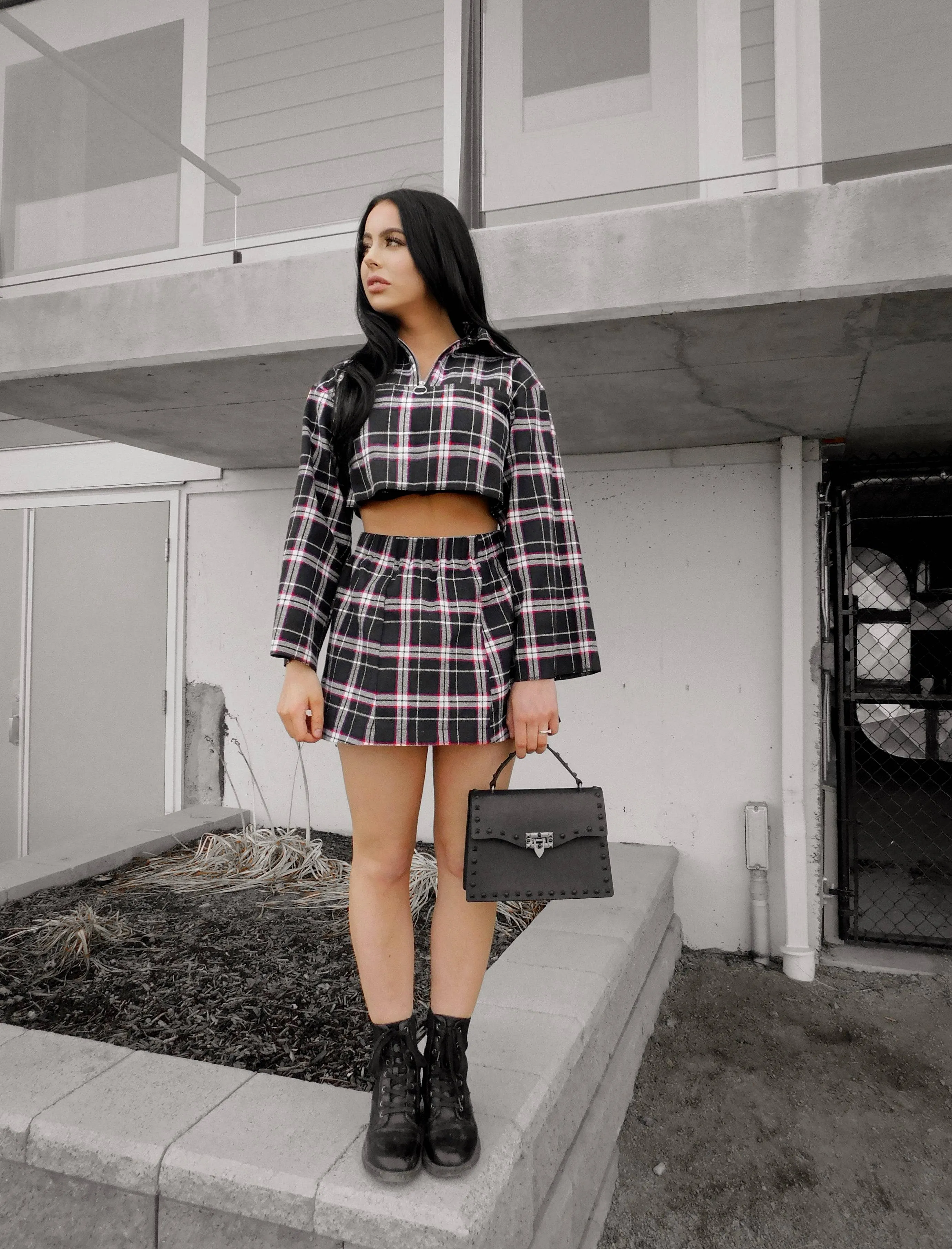 Black   Red Plaid Skirt