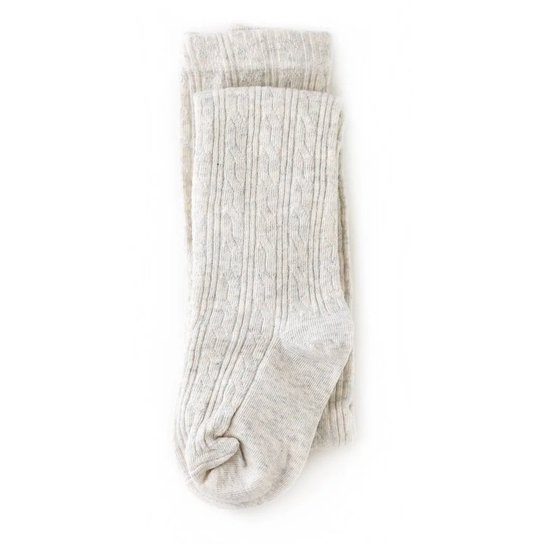 Cable Knit Tights - Heathered Ivory by Little Stocking Co.
