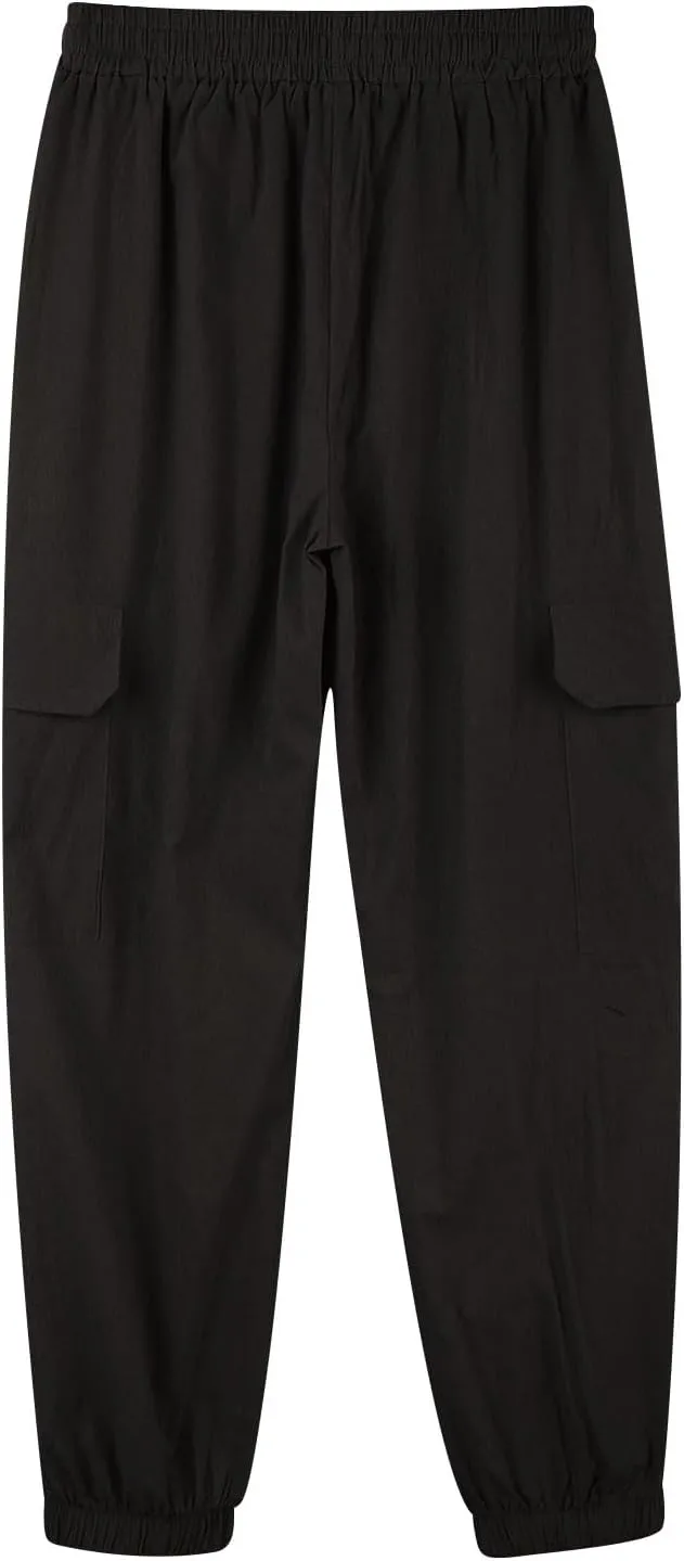 Casual Baggy Linen Harem Pants for Men Solid Elastic Waist Drawstring Joggers Flap Pockets Yoga Hippie Beach Lounge Trousers
