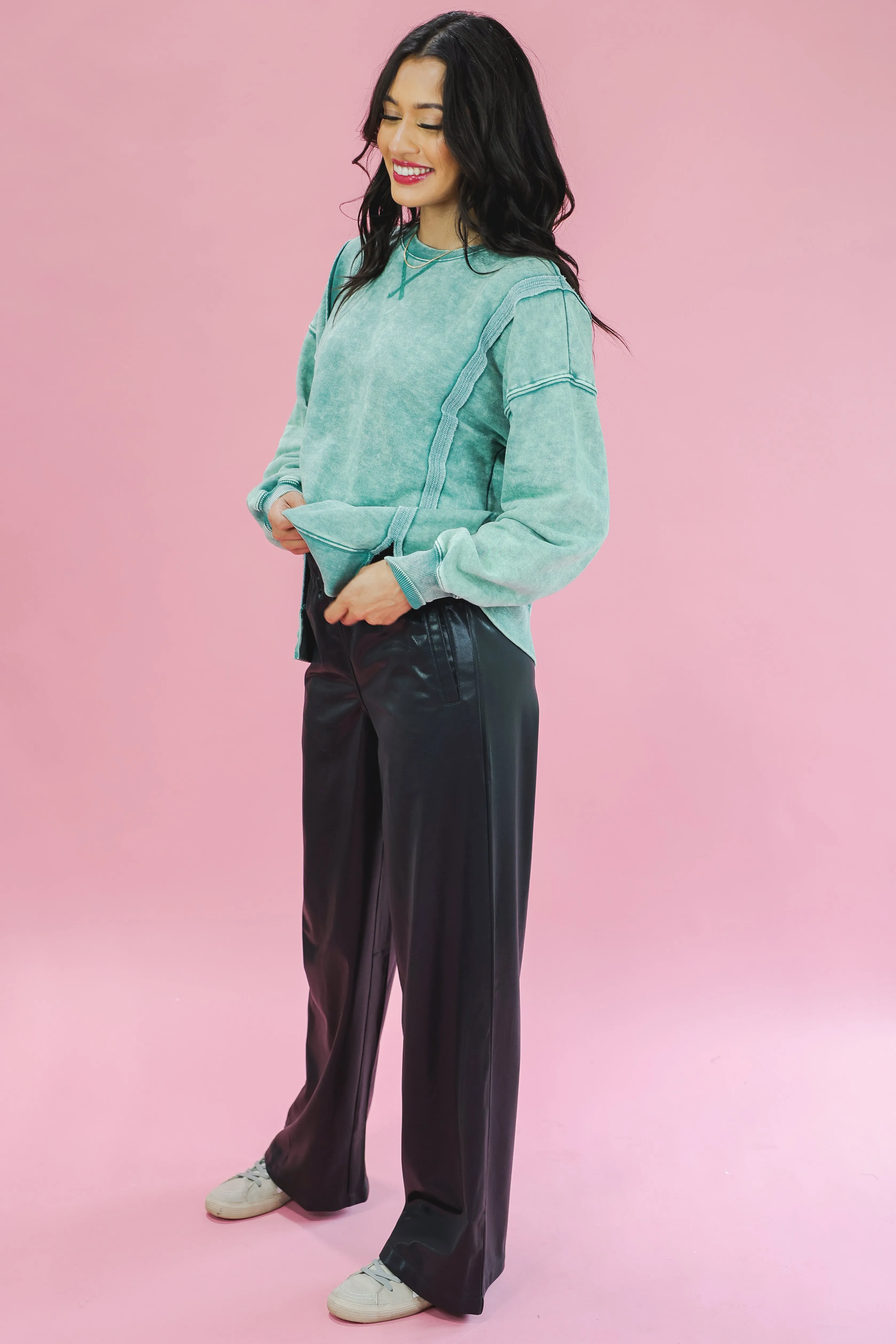 Cozy Strolls Sweatshirt In Sage