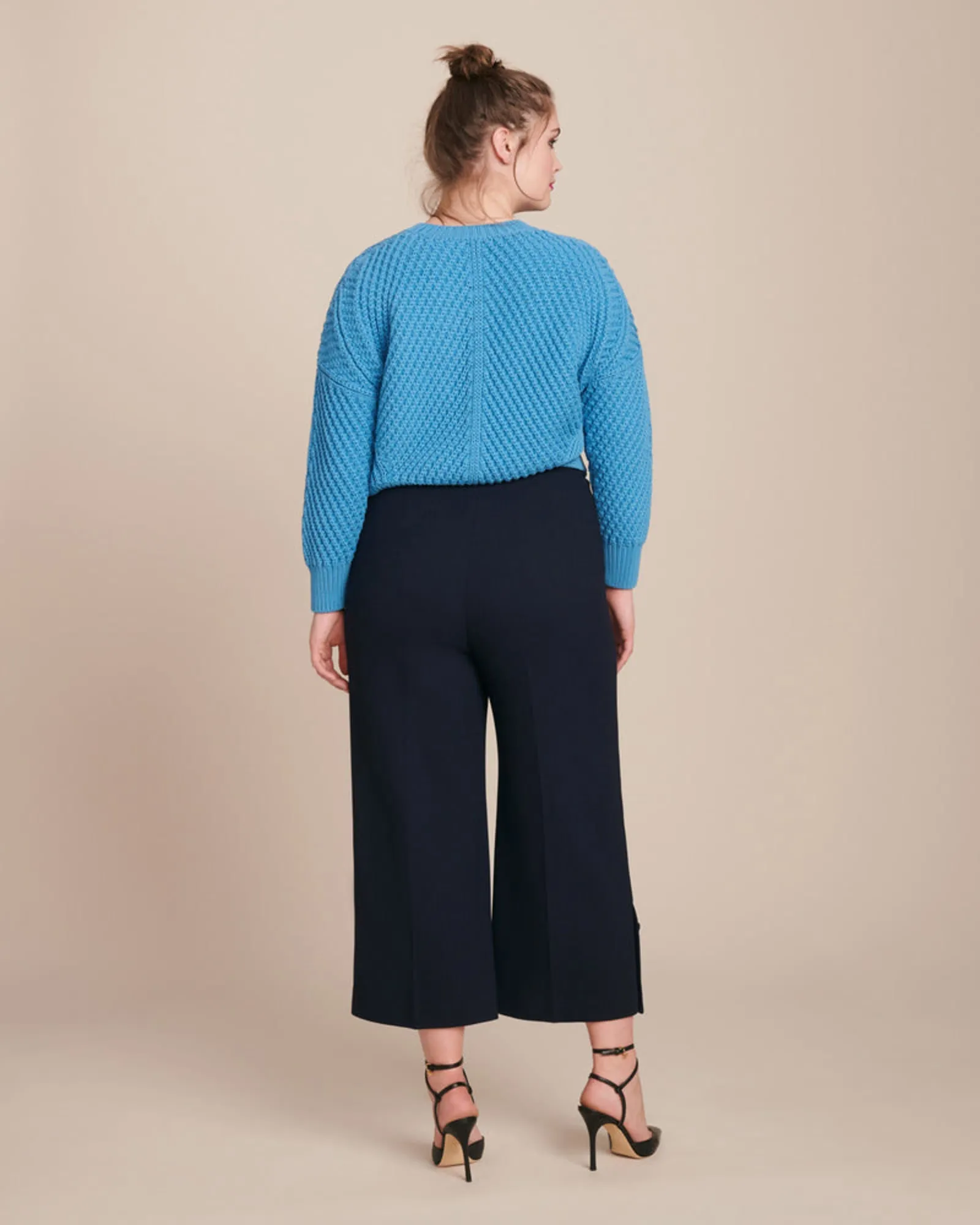 Cropped Button Placket Pant | Navy