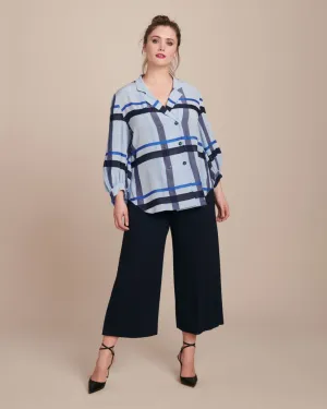 Cropped Button Placket Pant | Navy