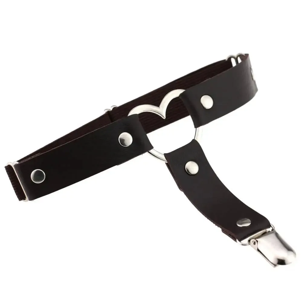 DIEZI Punk Goth PU Leather Elastic Garter Belt Leg Thigh Ring Suspender Stockings Belt Leg Chain Harness Heart Body Jewelry