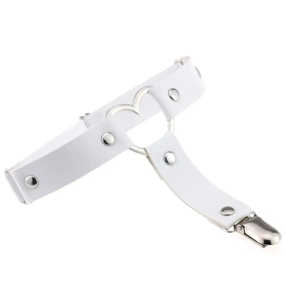 DIEZI Punk Goth PU Leather Elastic Garter Belt Leg Thigh Ring Suspender Stockings Belt Leg Chain Harness Heart Body Jewelry