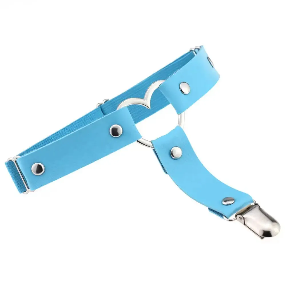 DIEZI Punk Goth PU Leather Elastic Garter Belt Leg Thigh Ring Suspender Stockings Belt Leg Chain Harness Heart Body Jewelry