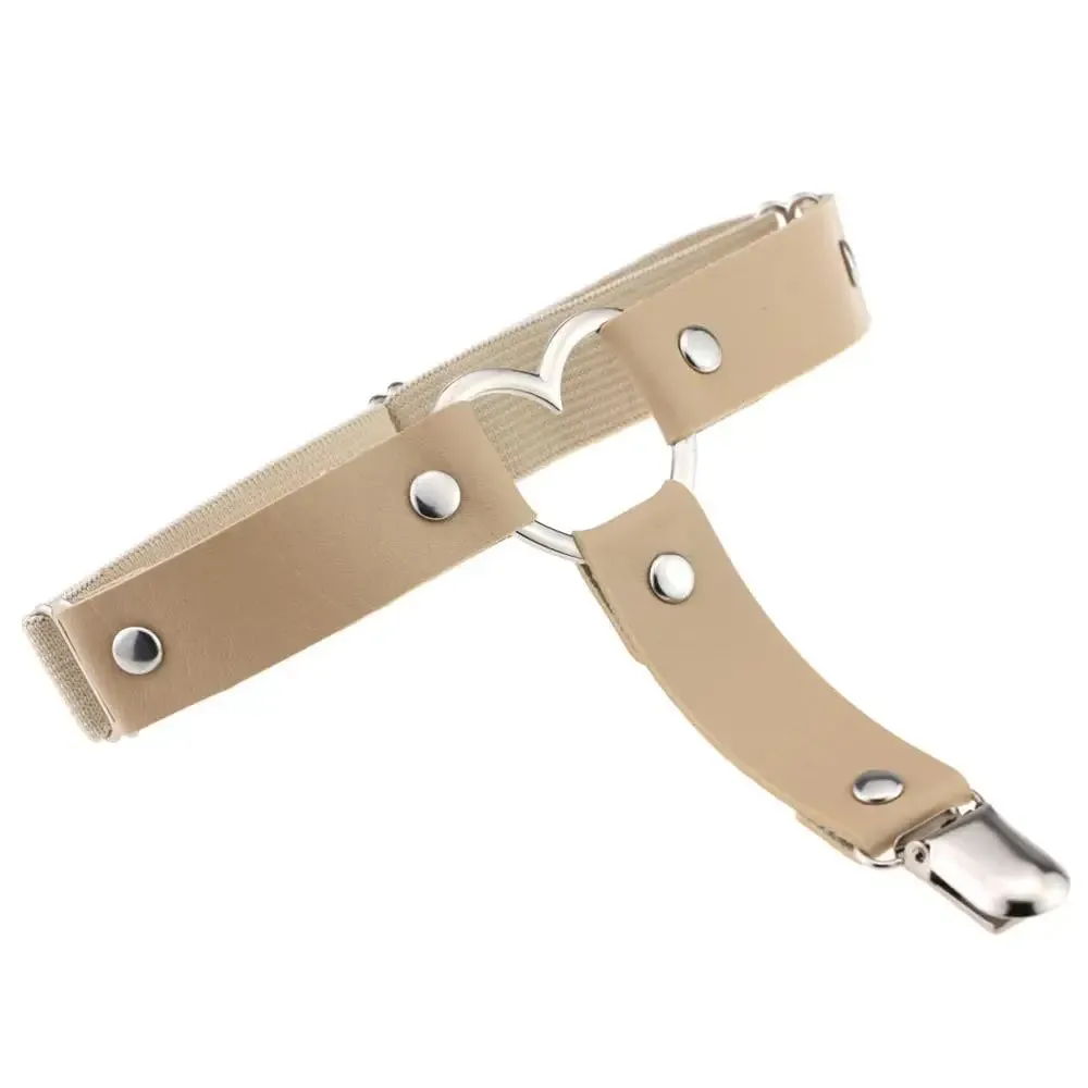 DIEZI Punk Goth PU Leather Elastic Garter Belt Leg Thigh Ring Suspender Stockings Belt Leg Chain Harness Heart Body Jewelry