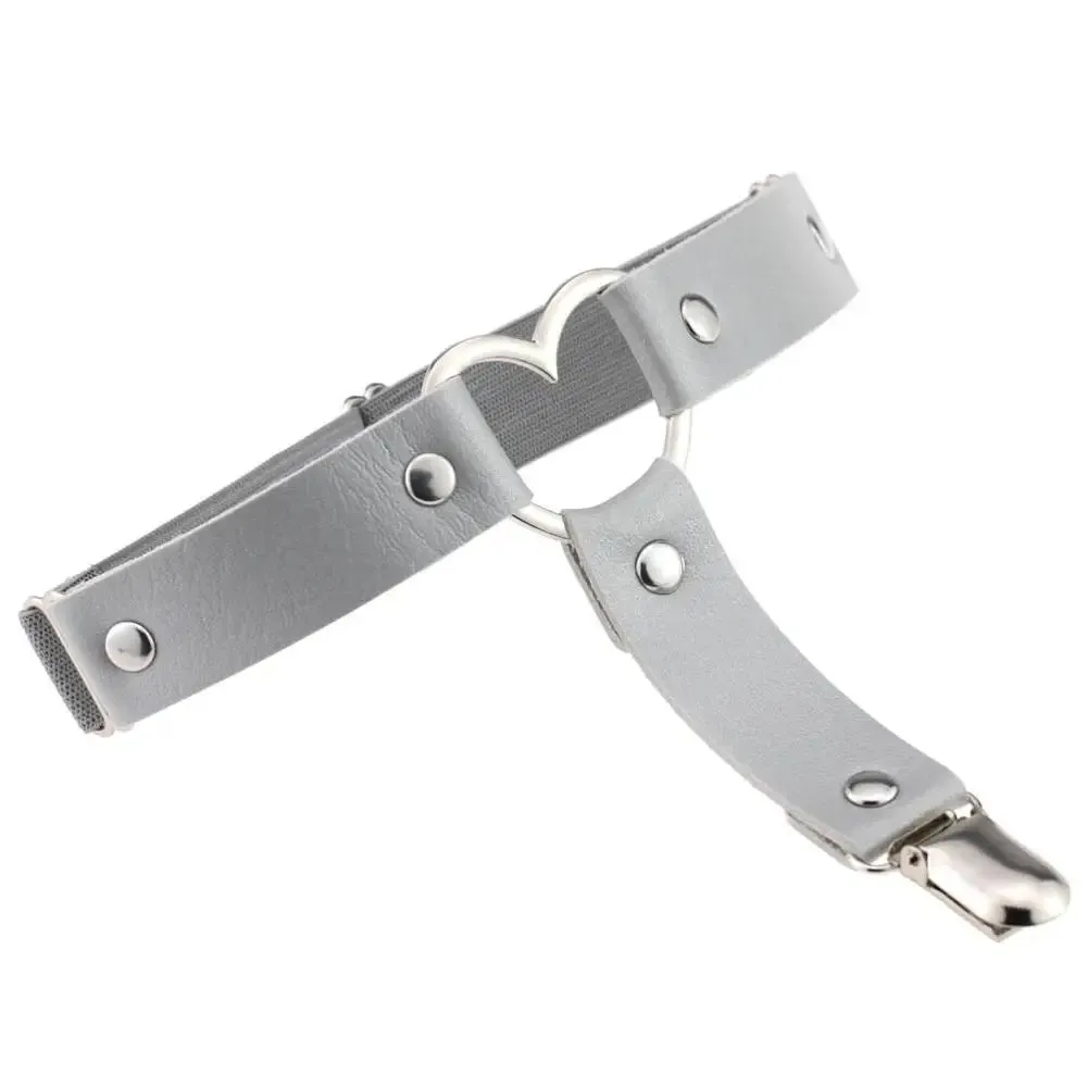 DIEZI Punk Goth PU Leather Elastic Garter Belt Leg Thigh Ring Suspender Stockings Belt Leg Chain Harness Heart Body Jewelry