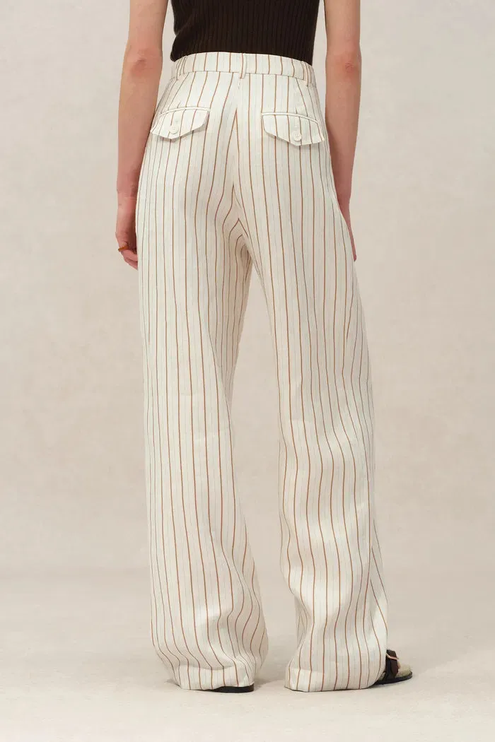 Eden Striped Suit Pants in Linen