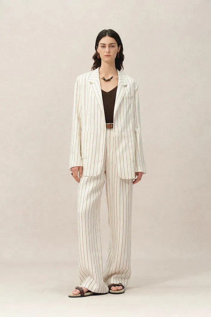 Eden Striped Suit Pants in Linen