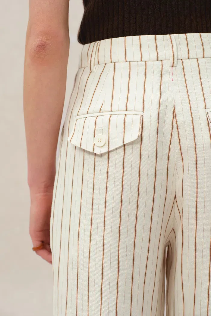 Eden Striped Suit Pants in Linen