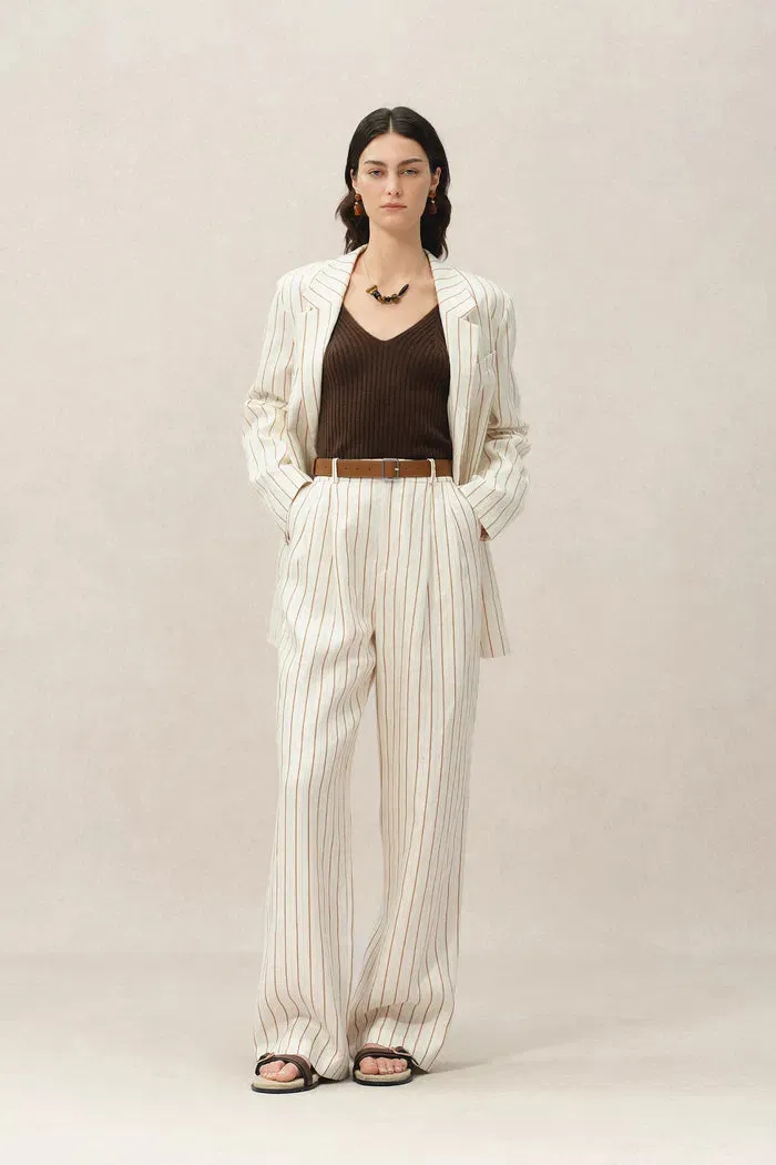 Eden Striped Suit Pants in Linen