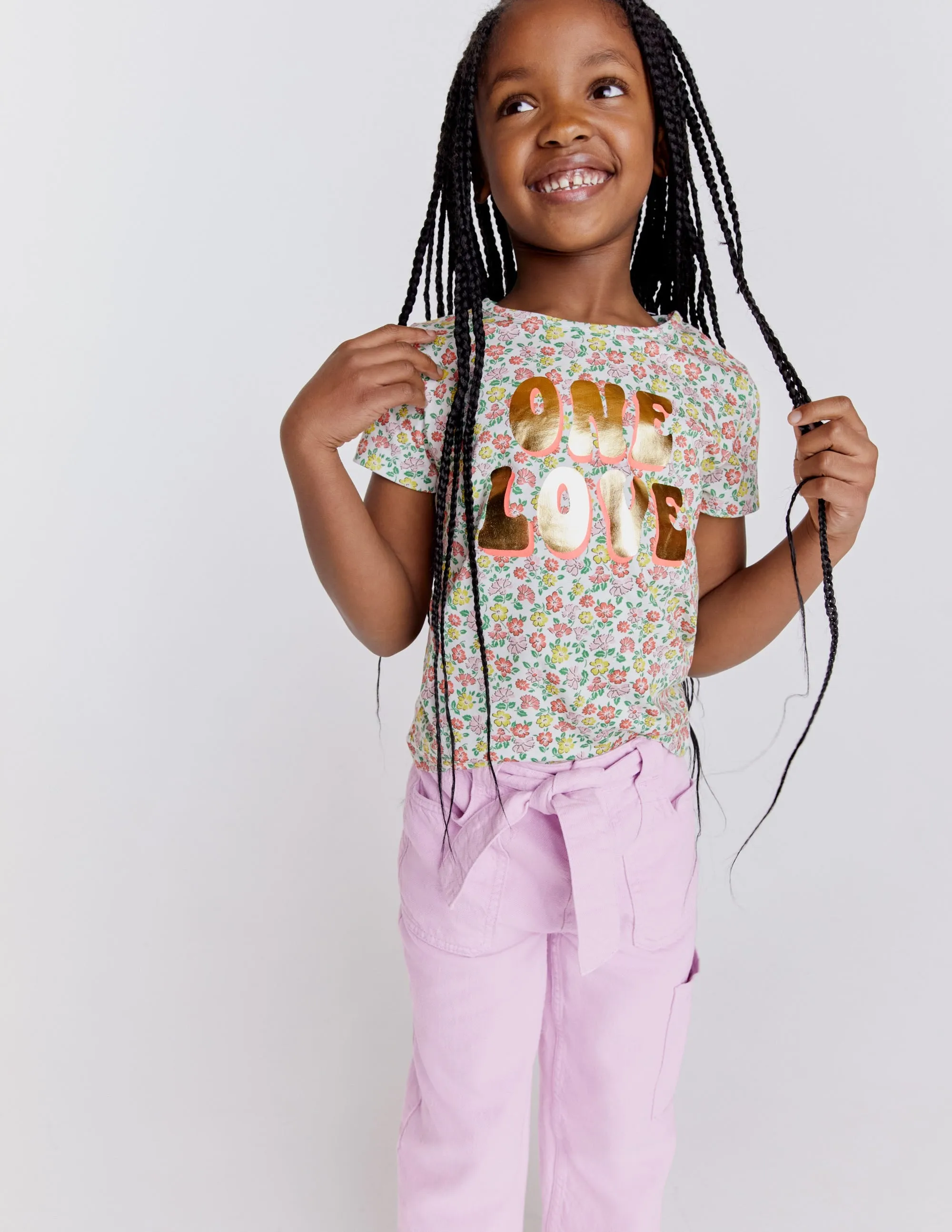 Foil Printed Slogan T-shirt-Vanilla Pod Floral