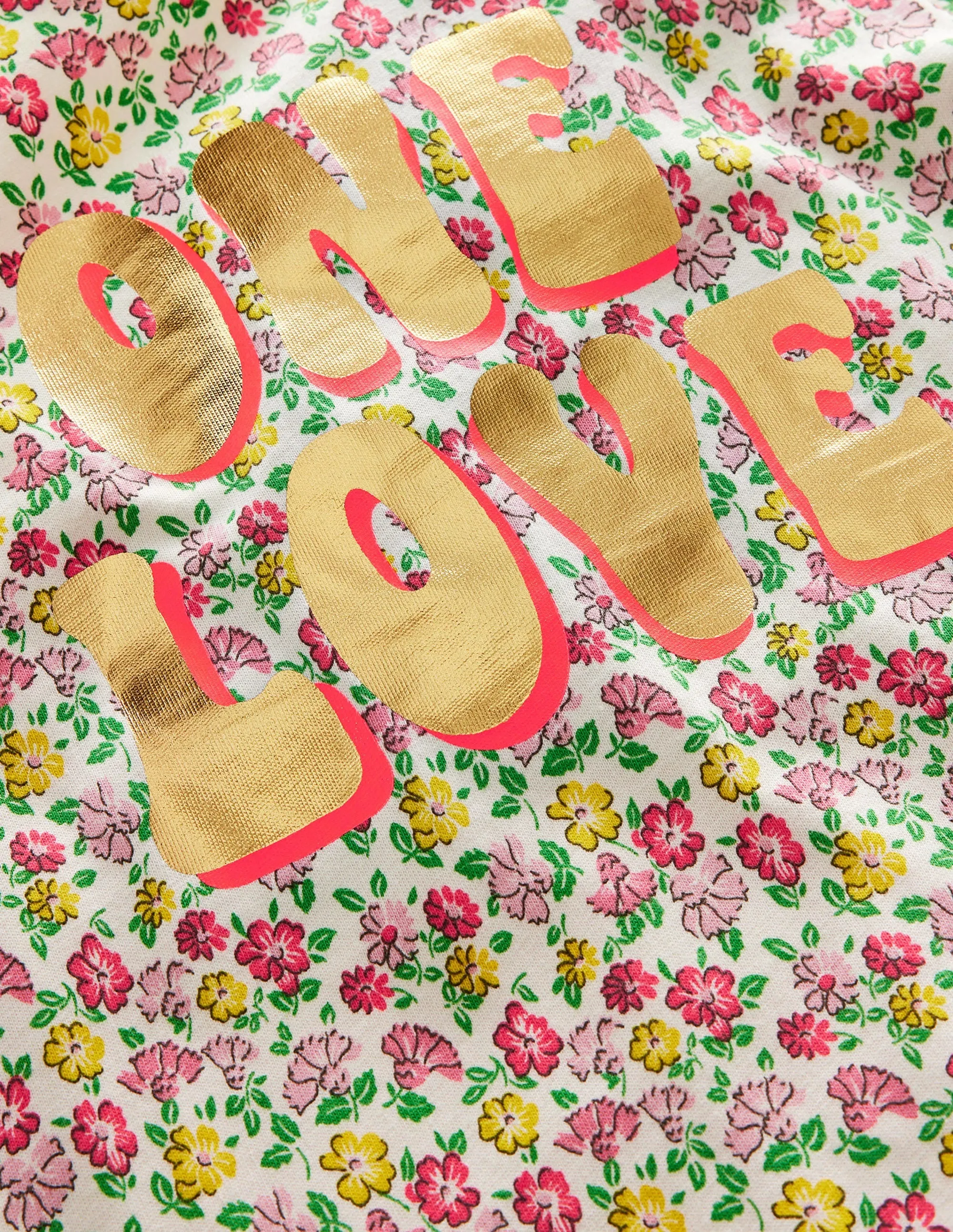 Foil Printed Slogan T-shirt-Vanilla Pod Floral