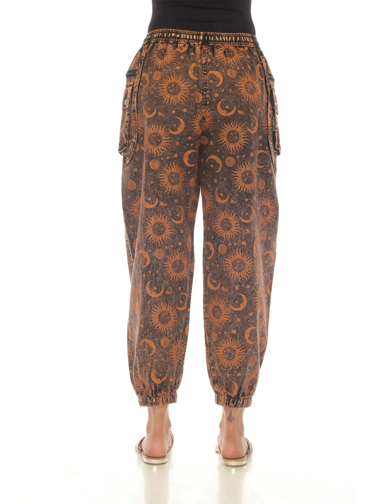Golden Stonewash Sun and Moon Cargo Pants