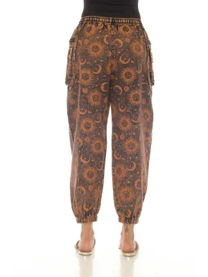 Golden Stonewash Sun and Moon Cargo Pants