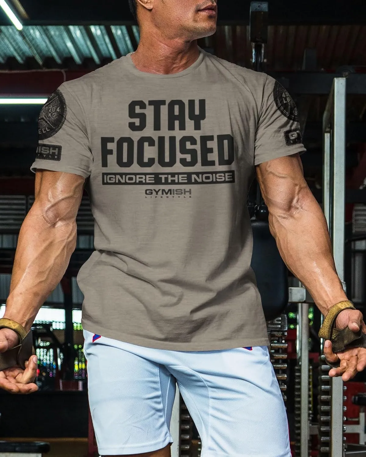 Gymish Lifestyle Stay Focused Mens Bodybuilding T-Shirts Graphic Tees Short Sleeve Workout Shirt