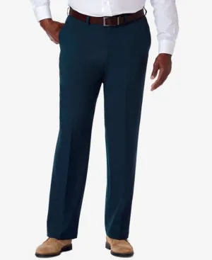 Haggar Mens Classic fit Casual Pants 52 / 30 Blue Solid