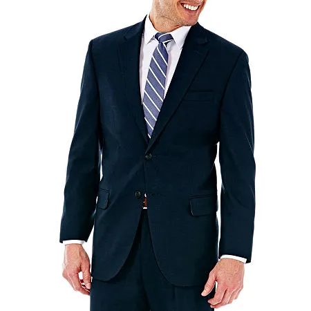 Haggar Mens Classic fit Sport Coat Blazer 38 R Blue Solid Stretch