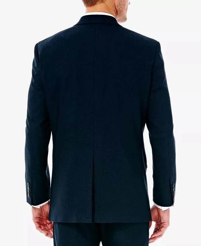 Haggar Mens Classic fit Sport Coat Blazer 38 R Blue Solid Stretch