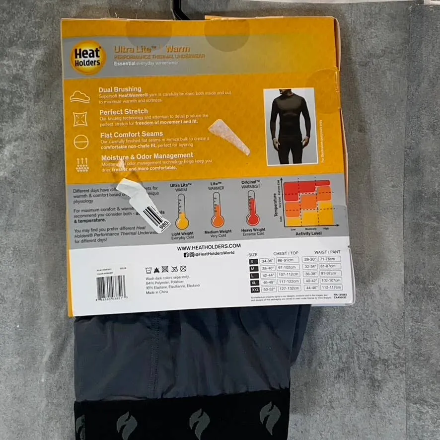 HEAT HOLDERS Men's Iron Grey Ultra Lite Stretch Thermal Pants SZ M