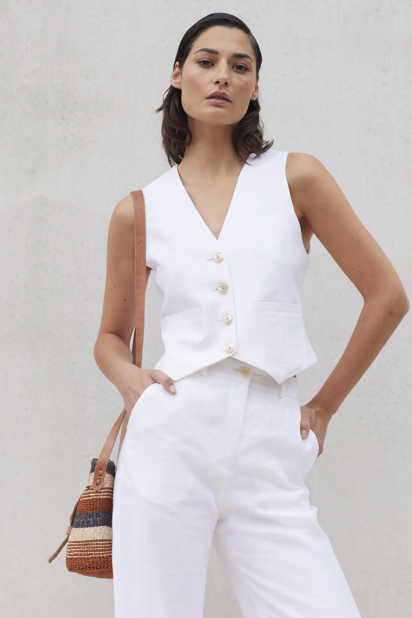 ITALIAN LINEN SINGLE-BREASTED WAISTCOAT JANE