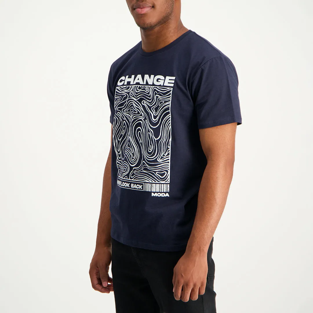 MENS MODA NAVY GRAPHIC T-SHIRT