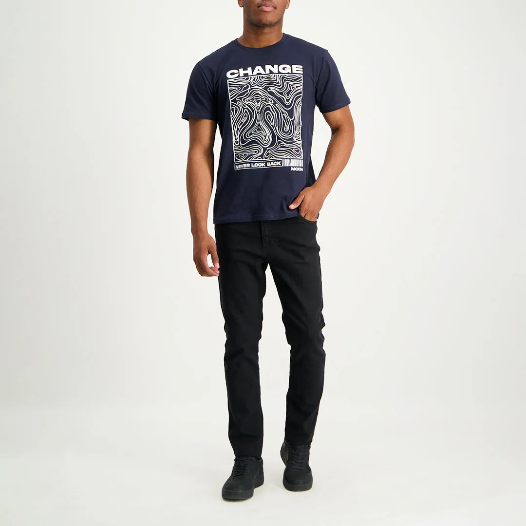 MENS MODA NAVY GRAPHIC T-SHIRT