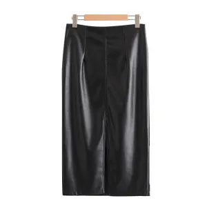 MIDI VEGAN LEATHER SKIRT