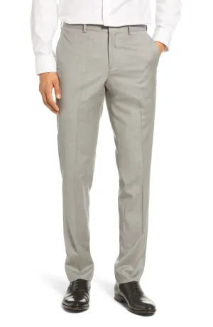 NORDSTROM MEN'S SHOP Trim Fit Flannel Wool Dress Pants GREY SLEET HEATHER