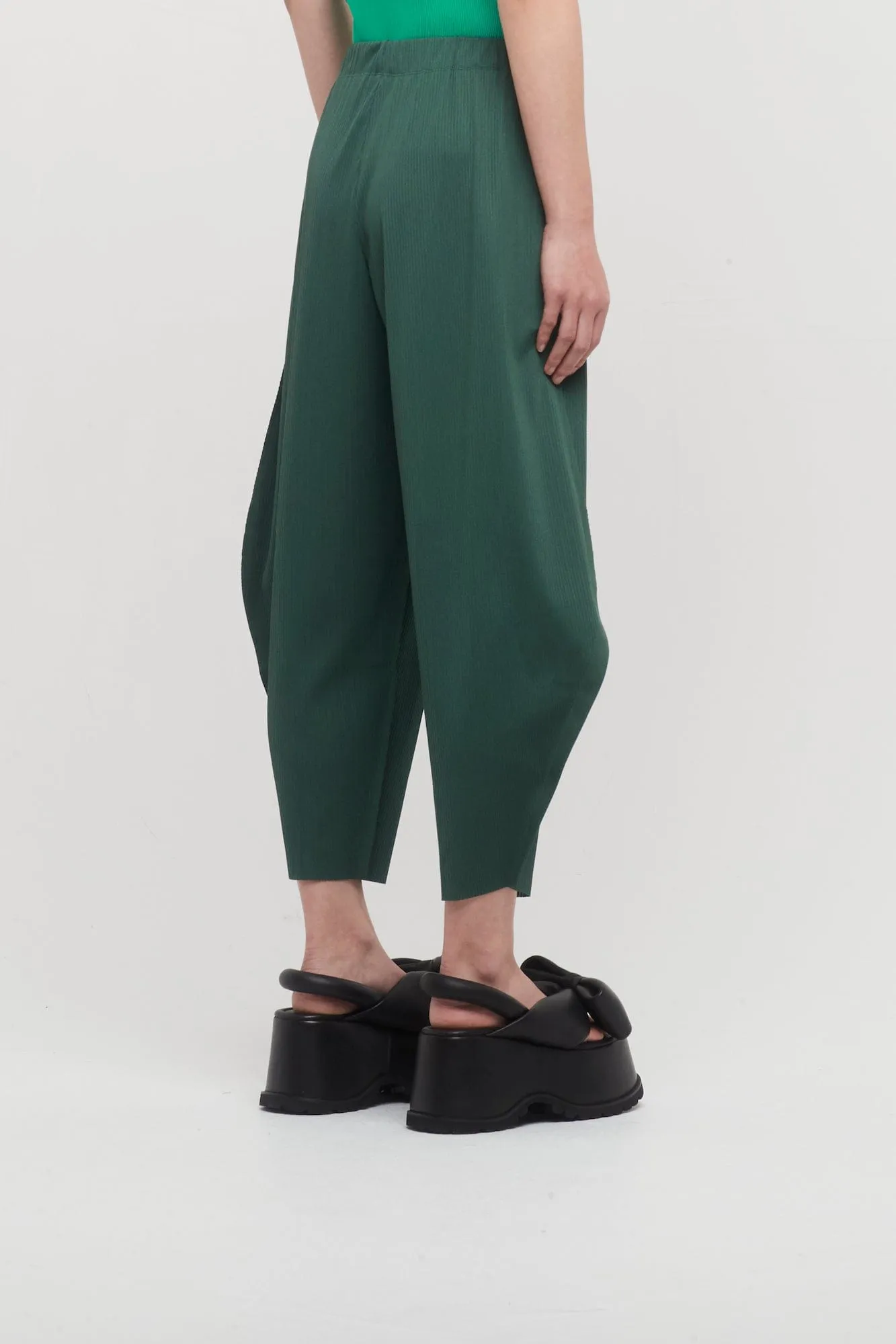 Pleats Please Issey Miyake A-POC Bottoms in Green Chili