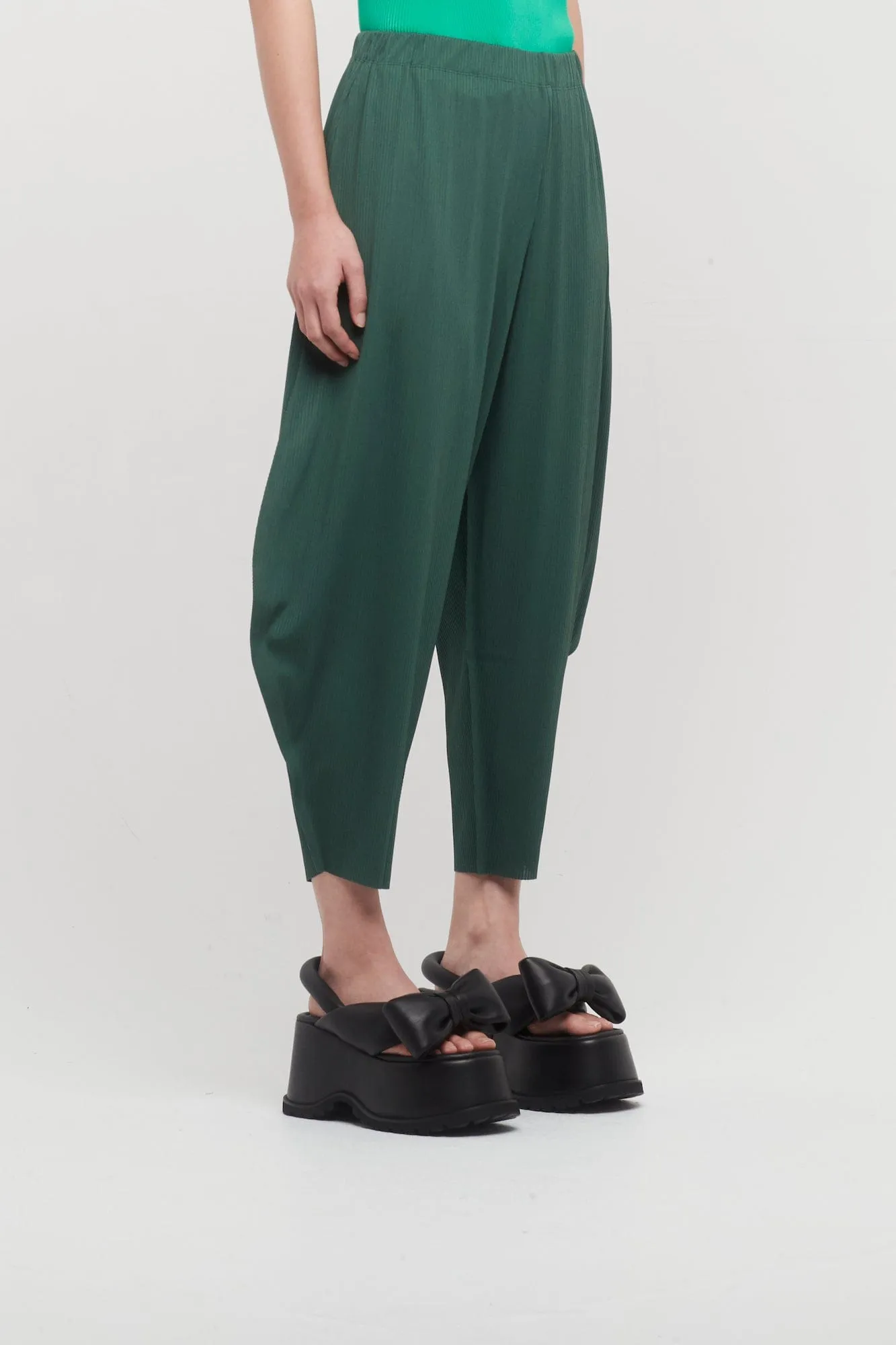 Pleats Please Issey Miyake A-POC Bottoms in Green Chili