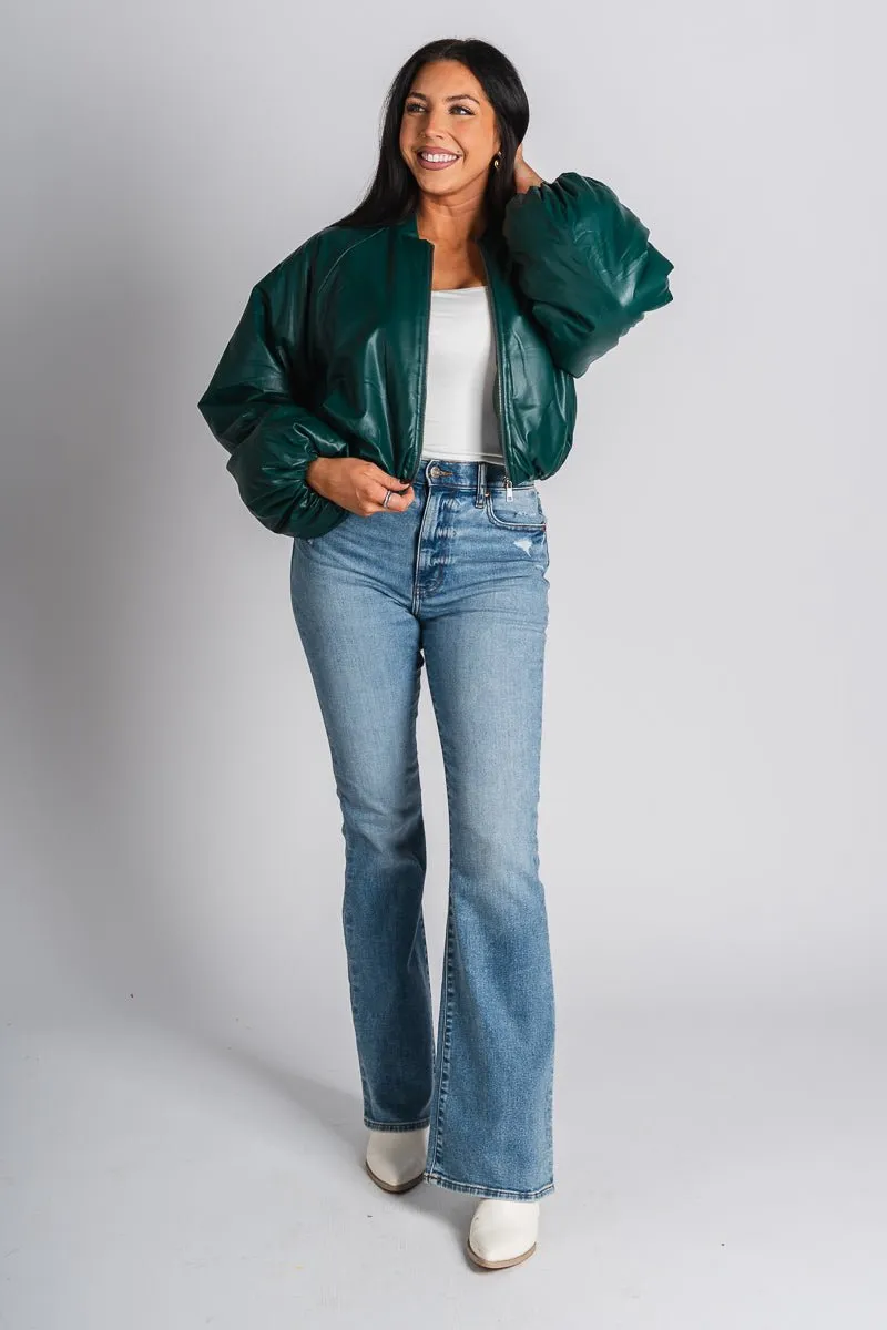 Puffer bomber jacket dark green