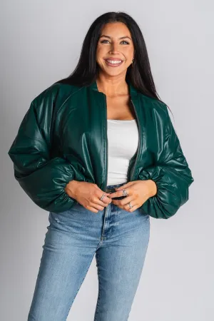 Puffer bomber jacket dark green